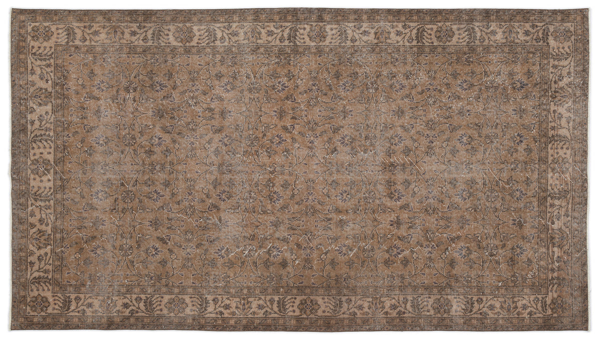 Brown Over Dyed Vintage Rug 5&#39;5&#39;&#39; x 9&#39;5&#39;&#39; ft 164 x 288 cm