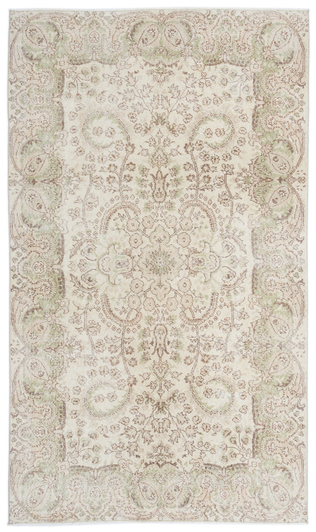 Beige Over Dyed Vintage Rug 5&#39;5&#39;&#39; x 9&#39;4&#39;&#39; ft 166 x 284 cm