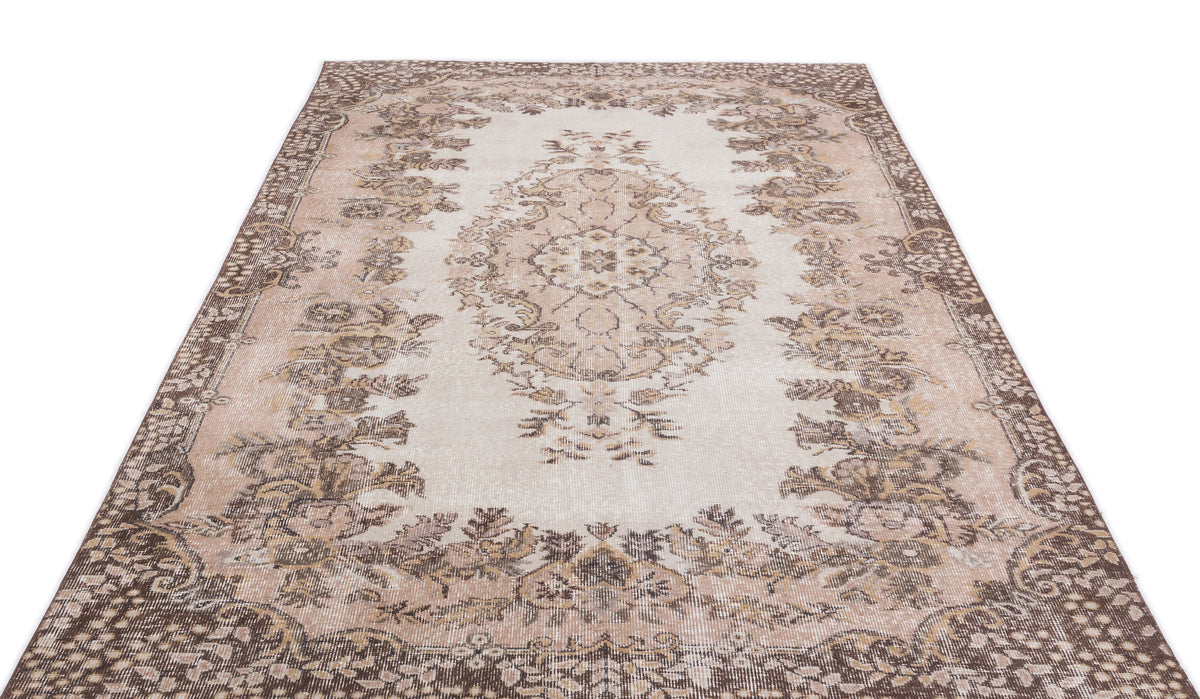 Beige Over Dyed Vintage Rug 5&#39;9&#39;&#39; x 9&#39;10&#39;&#39; ft 176 x 300 cm