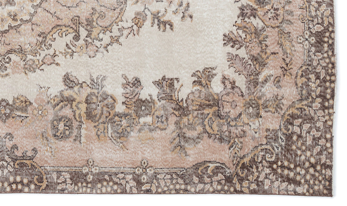 Beige Over Dyed Vintage Rug 5&#39;9&#39;&#39; x 9&#39;10&#39;&#39; ft 176 x 300 cm