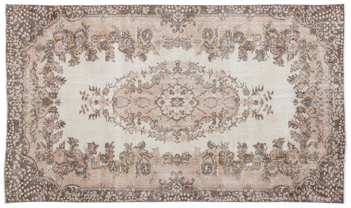 Beige Over Dyed Vintage Rug 5&#39;9&#39;&#39; x 9&#39;10&#39;&#39; ft 176 x 300 cm