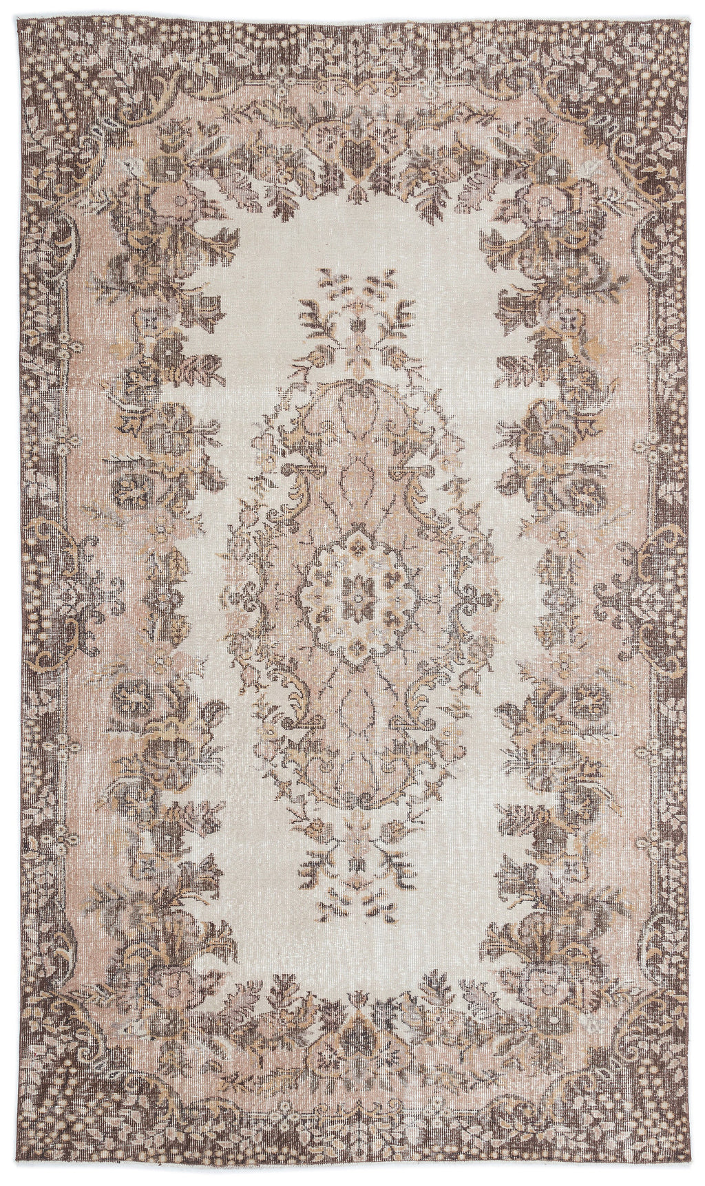 Beige Over Dyed Vintage Rug 5'9'' x 9'10'' ft 176 x 300 cm