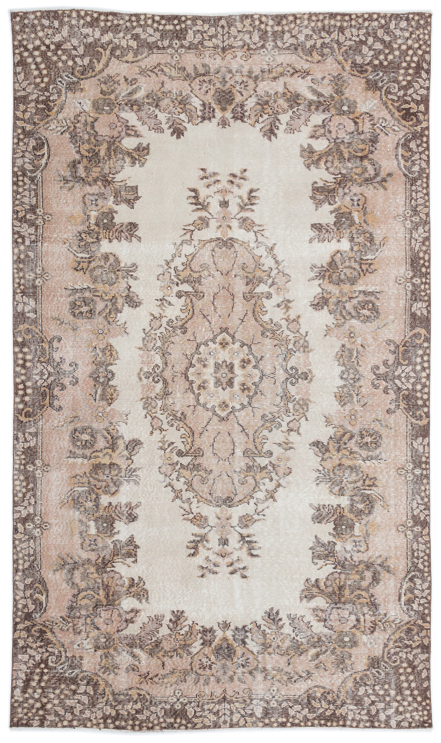 Beige Over Dyed Vintage Rug 5'9'' x 9'10'' ft 176 x 300 cm