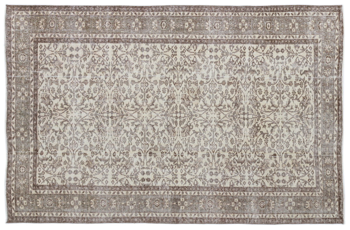 Beige Over Dyed Vintage Rug 5&#39;9&#39;&#39; x 8&#39;11&#39;&#39; ft 176 x 272 cm