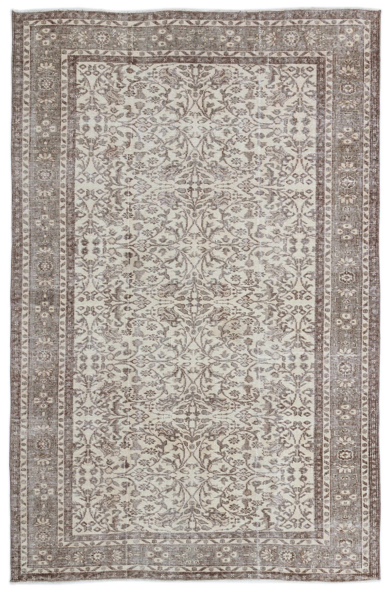 Beige Over Dyed Vintage Rug 5'9'' x 8'11'' ft 176 x 272 cm