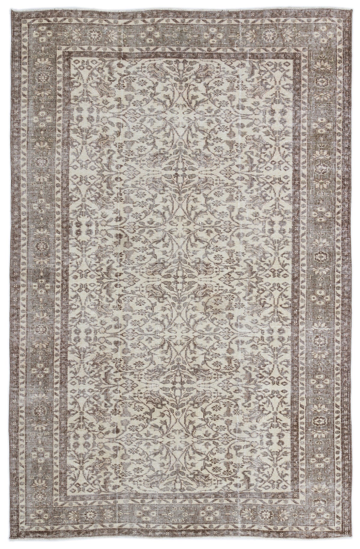 Beige Over Dyed Vintage Rug 5&#39;9&#39;&#39; x 8&#39;11&#39;&#39; ft 176 x 272 cm