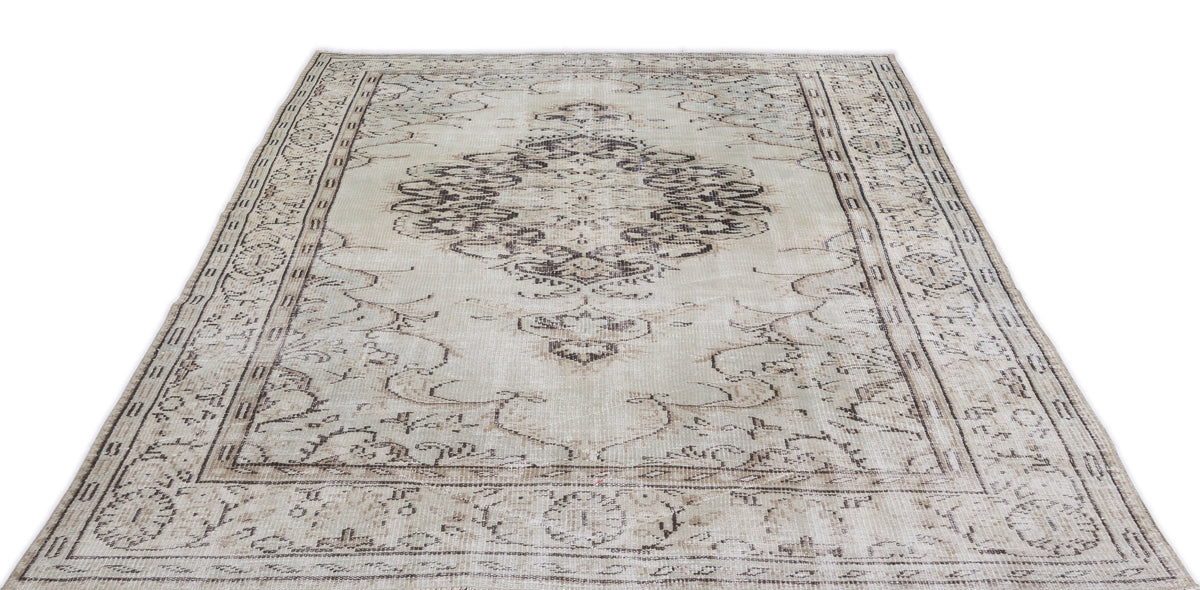 Beige Over Dyed Vintage Rug 6&#39;0&#39;&#39; x 8&#39;8&#39;&#39; ft 183 x 263 cm