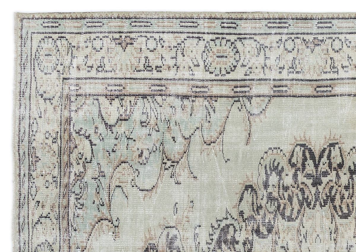 Beige Over Dyed Vintage Rug 6&#39;0&#39;&#39; x 8&#39;8&#39;&#39; ft 183 x 263 cm
