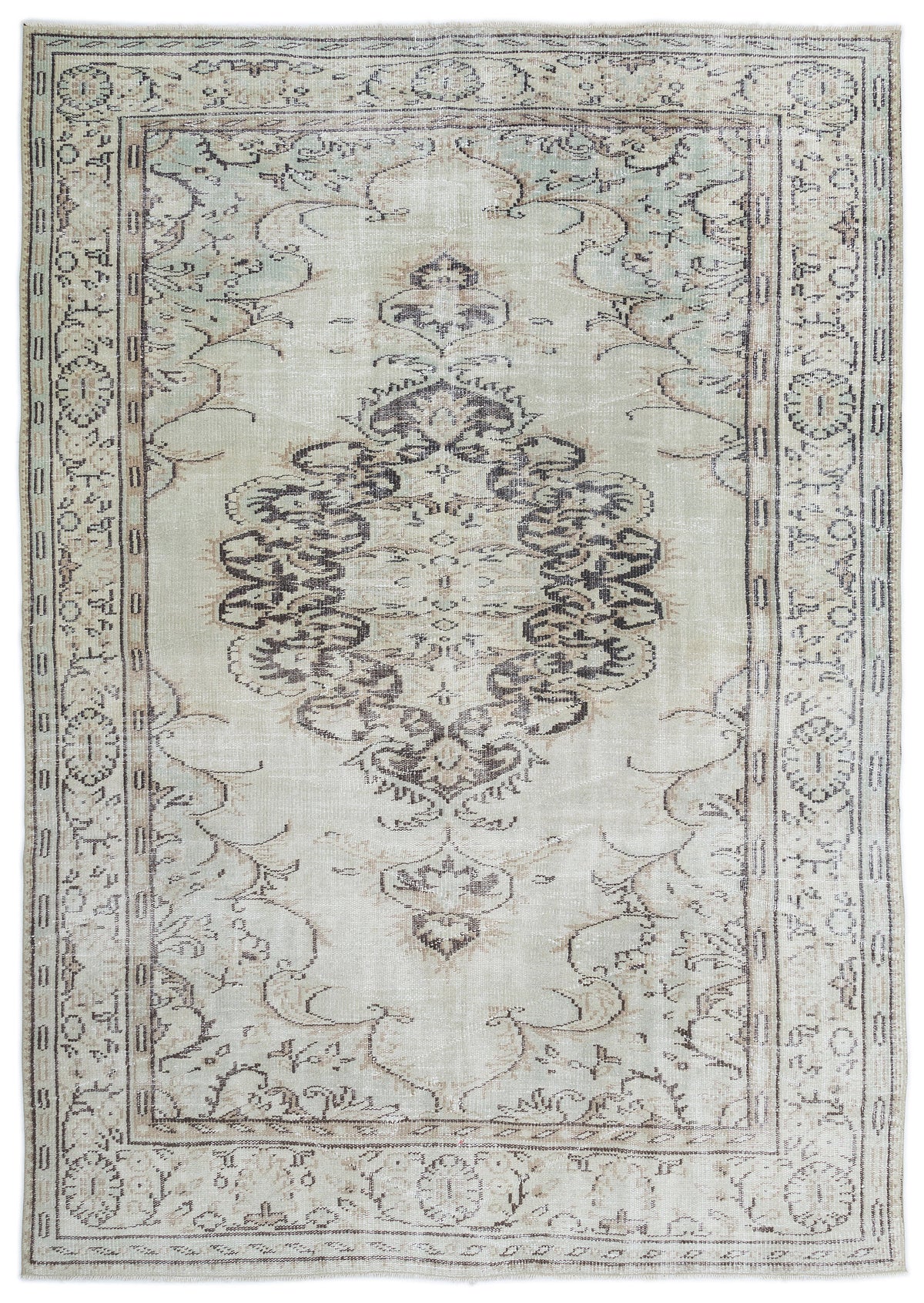 Beige Over Dyed Vintage Rug 6&#39;0&#39;&#39; x 8&#39;8&#39;&#39; ft 183 x 263 cm