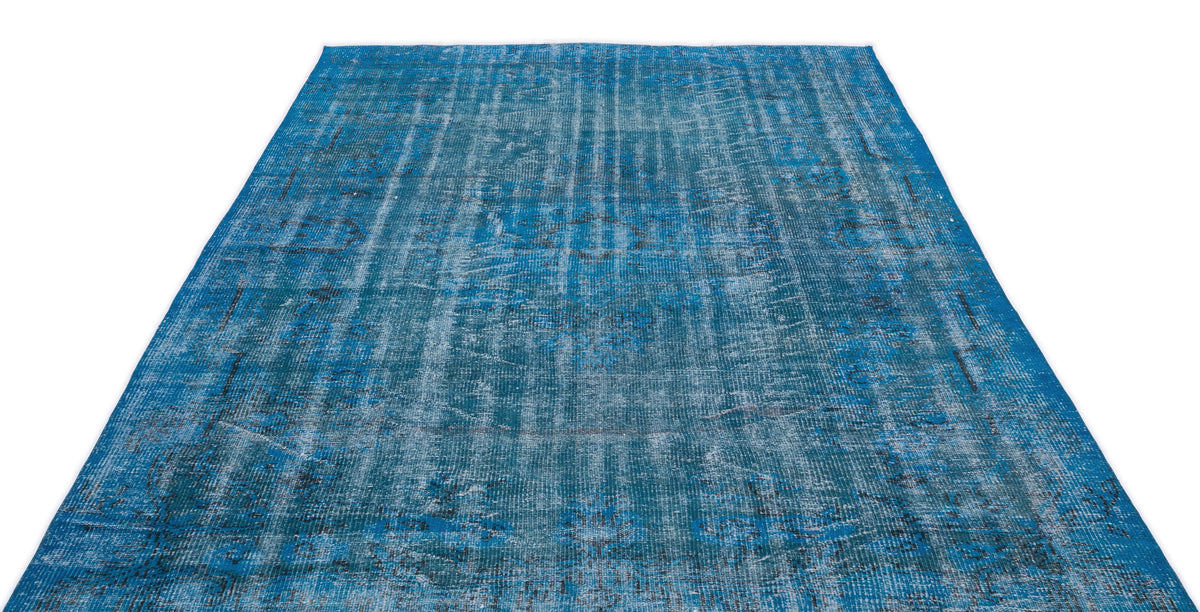 Turquoise  Over Dyed Vintage Rug 5&#39;9&#39;&#39; x 8&#39;8&#39;&#39; ft 176 x 263 cm