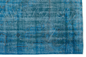 Turquoise  Over Dyed Vintage Rug 5'9'' x 8'8'' ft 176 x 263 cm