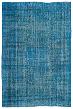 Turquoise  Over Dyed Vintage Rug 5'9'' x 8'8'' ft 176 x 263 cm