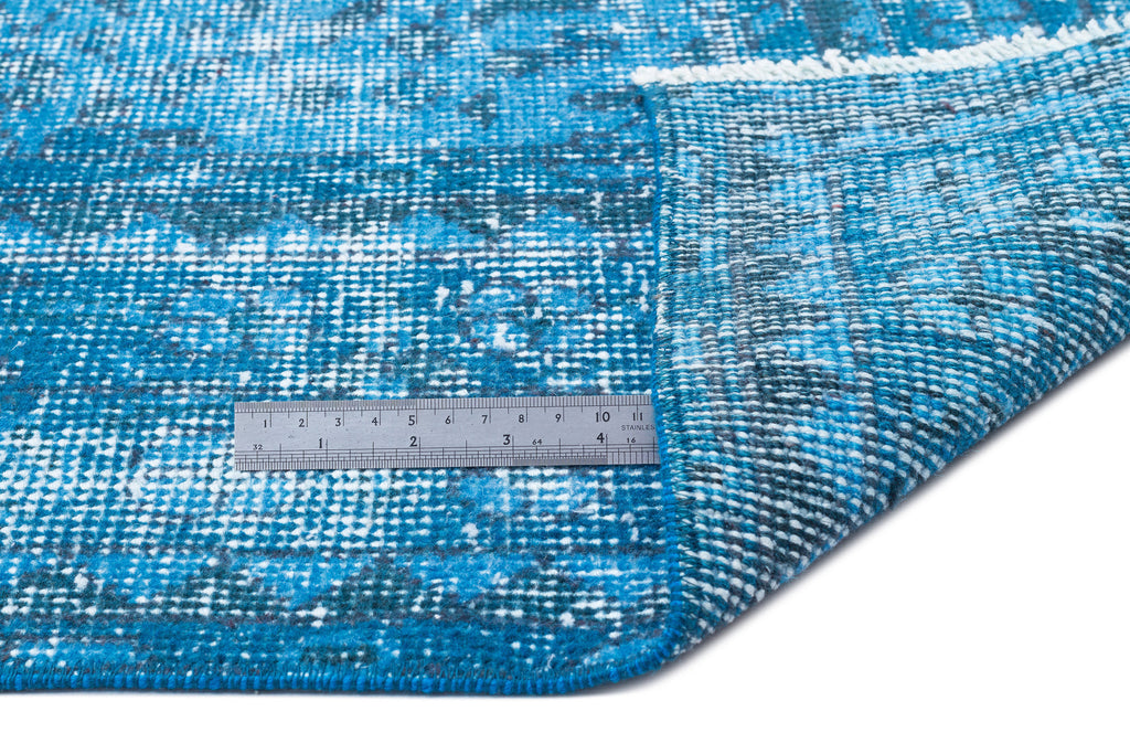 Turquoise  Over Dyed Vintage Rug 7'1'' x 10'4'' ft 215 x 315 cm