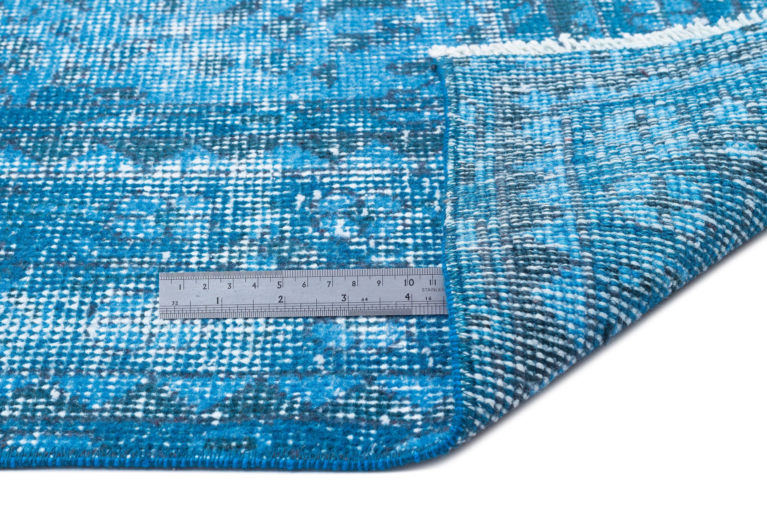 Turquoise  Over Dyed Vintage Rug 7'1'' x 10'4'' ft 215 x 315 cm