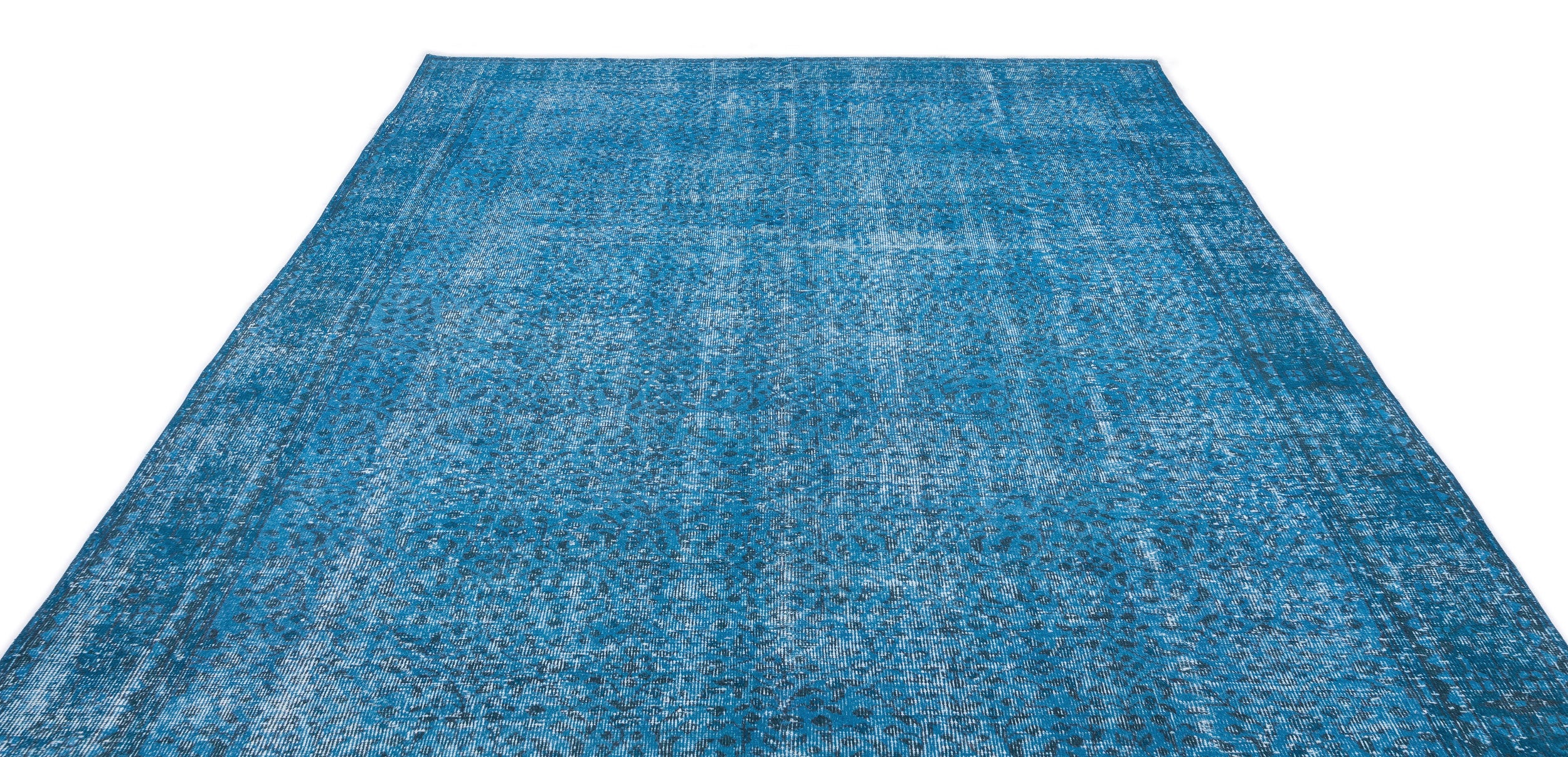 Turquoise  Over Dyed Vintage Rug 7'1'' x 10'4'' ft 215 x 315 cm