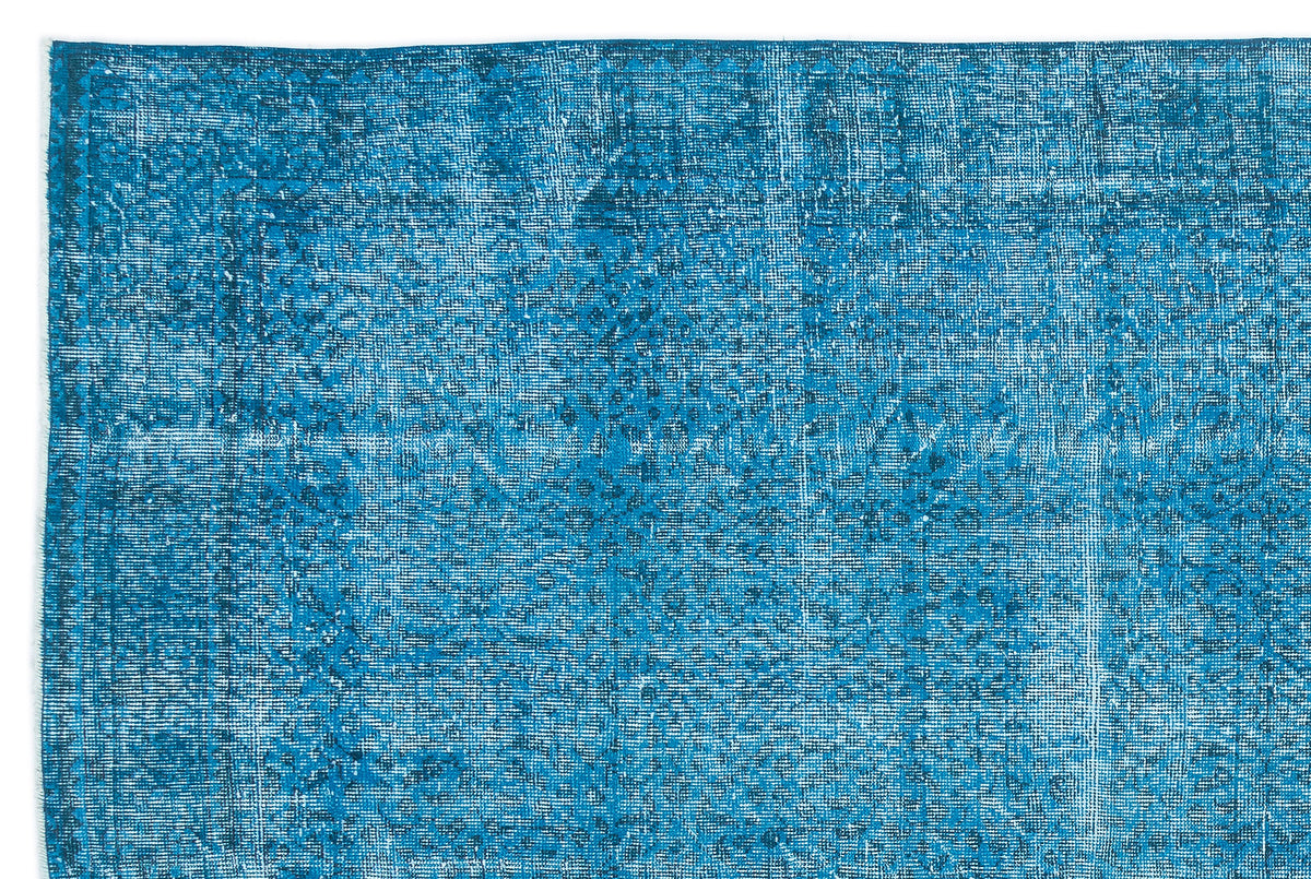 Turquoise  Over Dyed Vintage Rug 7&#39;1&#39;&#39; x 10&#39;4&#39;&#39; ft 215 x 315 cm