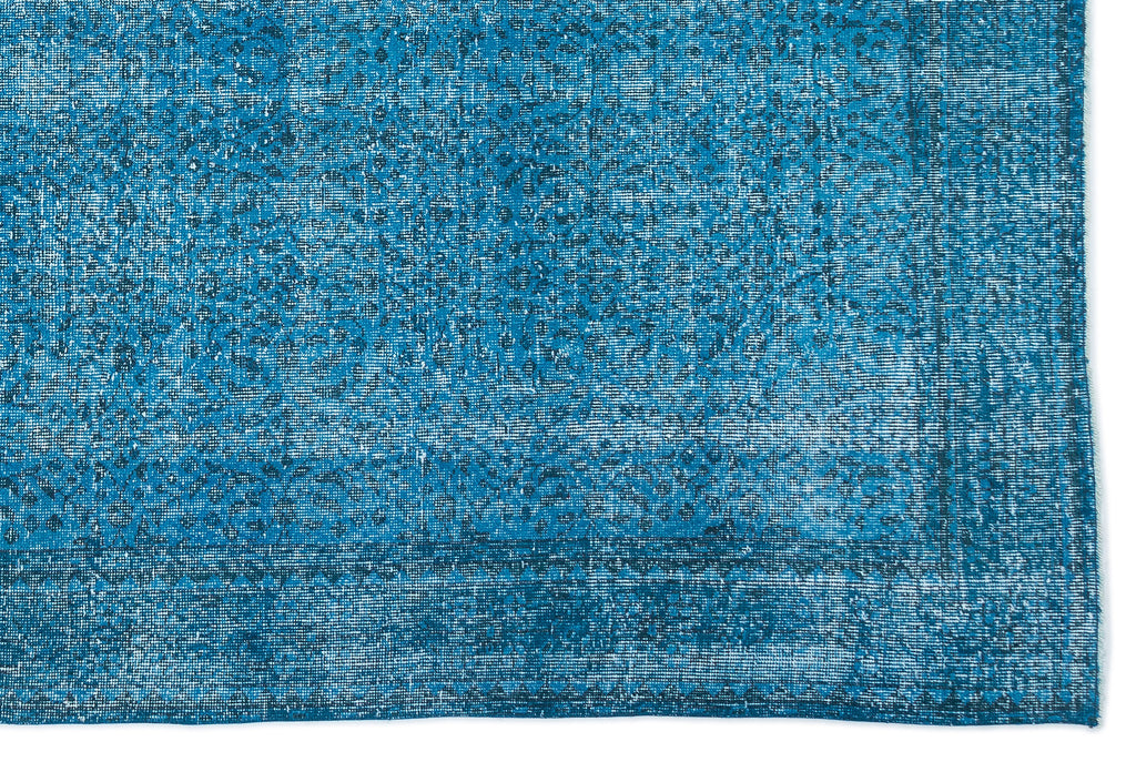 Turquoise  Over Dyed Vintage Rug 7'1'' x 10'4'' ft 215 x 315 cm