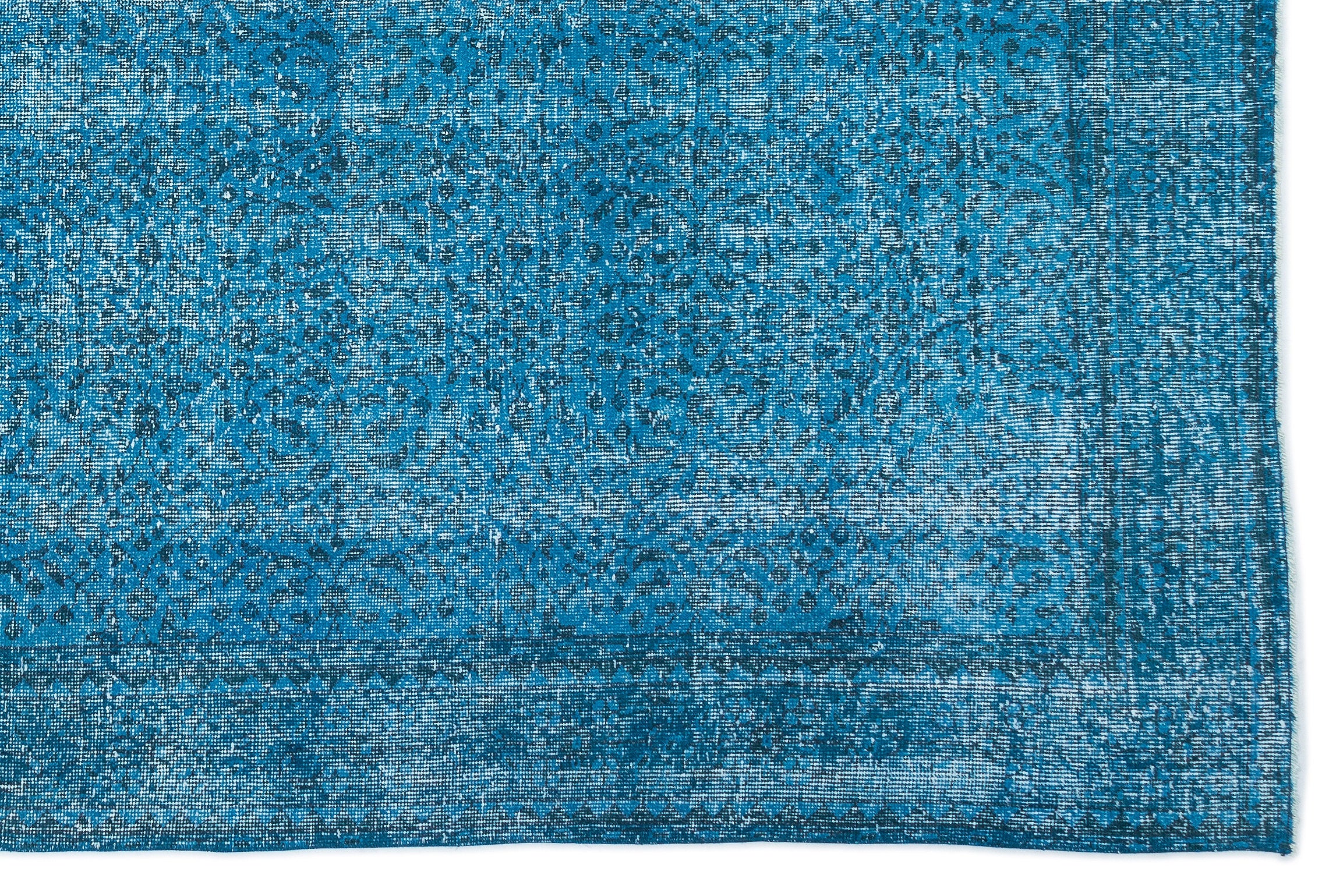 Turquoise  Over Dyed Vintage Rug 7'1'' x 10'4'' ft 215 x 315 cm