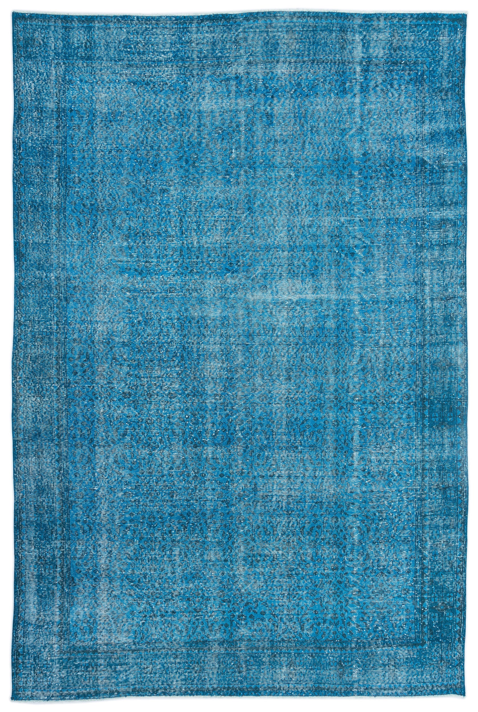 Turquoise  Over Dyed Vintage Rug 7'1'' x 10'4'' ft 215 x 315 cm