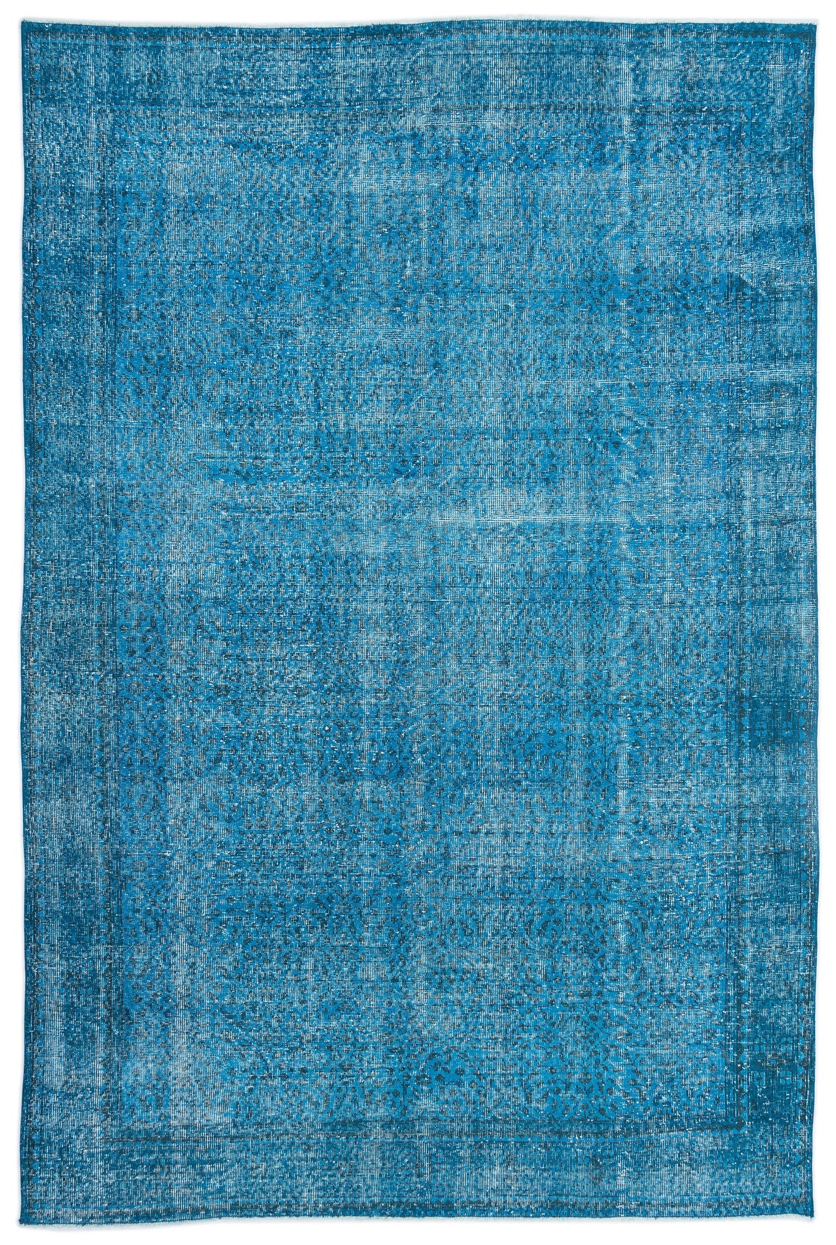 Turquoise  Over Dyed Vintage Rug 7&#39;1&#39;&#39; x 10&#39;4&#39;&#39; ft 215 x 315 cm