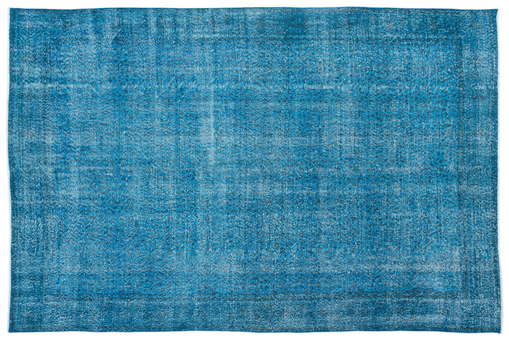 Turquoise  Over Dyed Vintage Rug 7'1'' x 10'4'' ft 215 x 315 cm