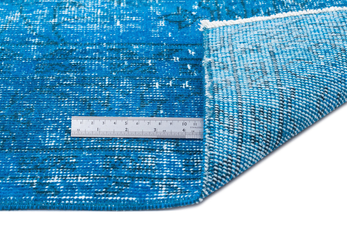 Turquoise  Over Dyed Vintage Rug 7'1'' x 10'6'' ft 216 x 320 cm