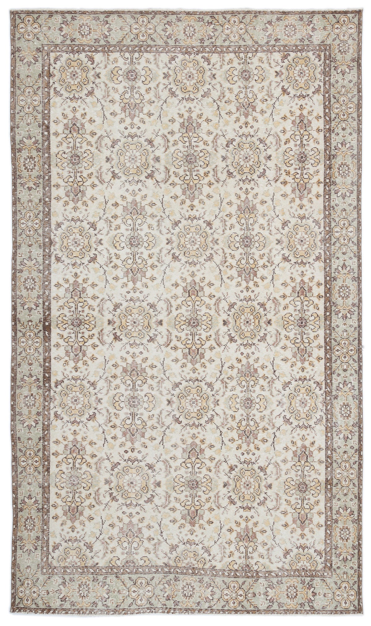 Beige Over Dyed Vintage Rug 5&#39;10&#39;&#39; x 9&#39;11&#39;&#39; ft 179 x 302 cm