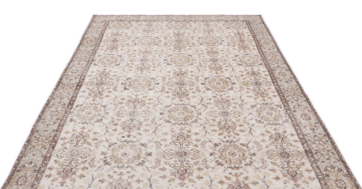 Beige Over Dyed Vintage Rug 5&#39;10&#39;&#39; x 9&#39;11&#39;&#39; ft 179 x 302 cm