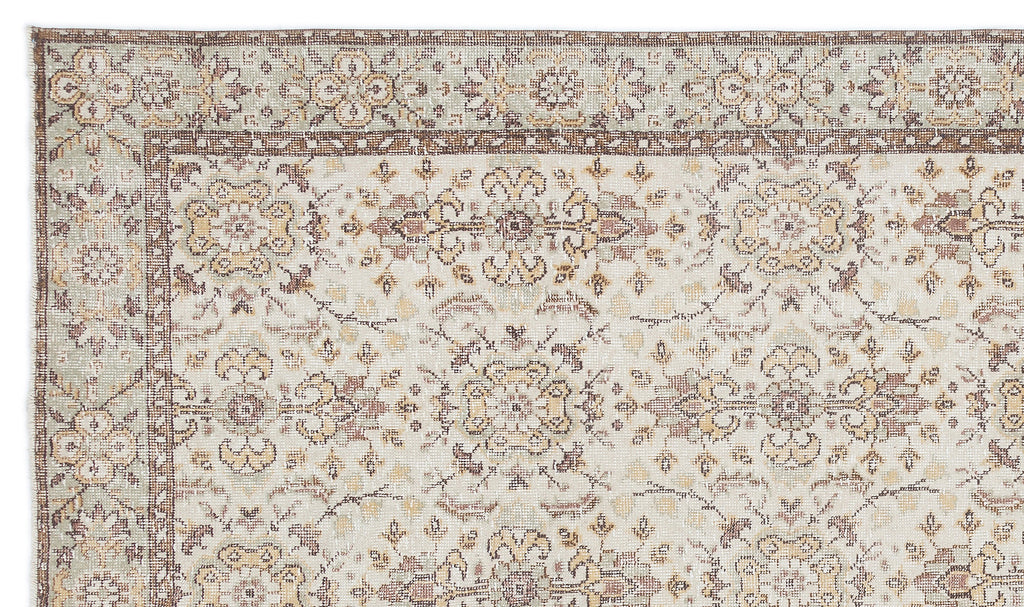 Beige Over Dyed Vintage Rug 5'10'' x 9'11'' ft 179 x 302 cm