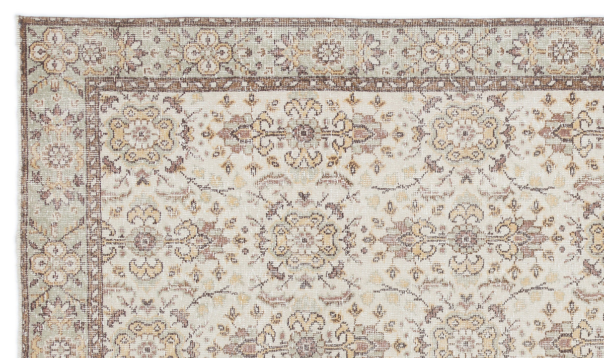 Beige Over Dyed Vintage Rug 5&#39;10&#39;&#39; x 9&#39;11&#39;&#39; ft 179 x 302 cm