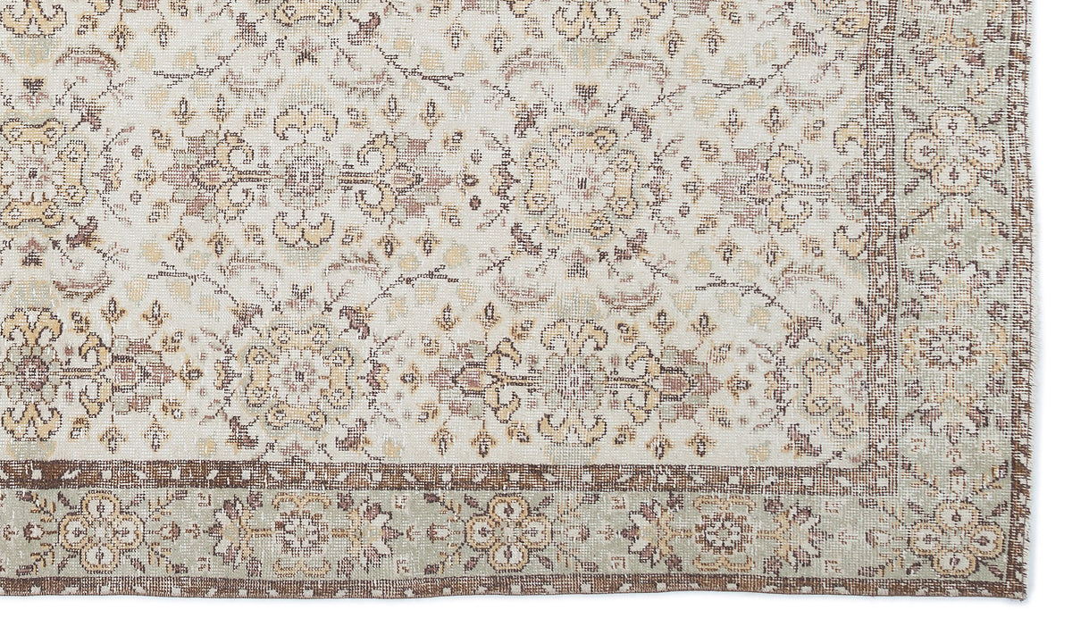 Beige Over Dyed Vintage Rug 5&#39;10&#39;&#39; x 9&#39;11&#39;&#39; ft 179 x 302 cm