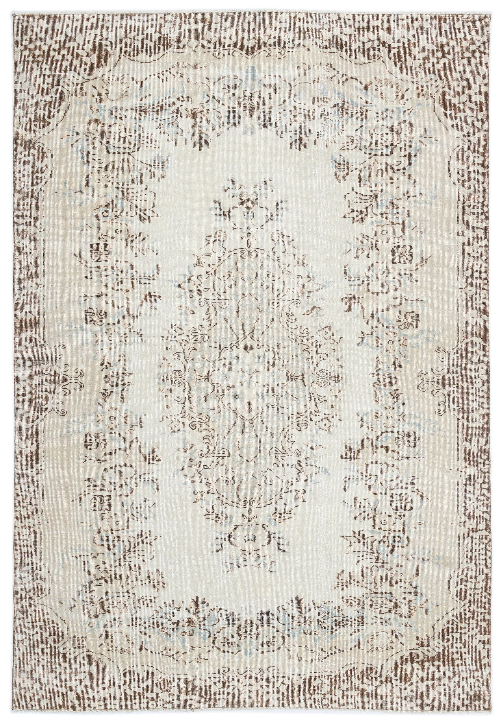 Beige Over Dyed Vintage Rug 5'11'' x 8'7'' ft 180 x 261 cm