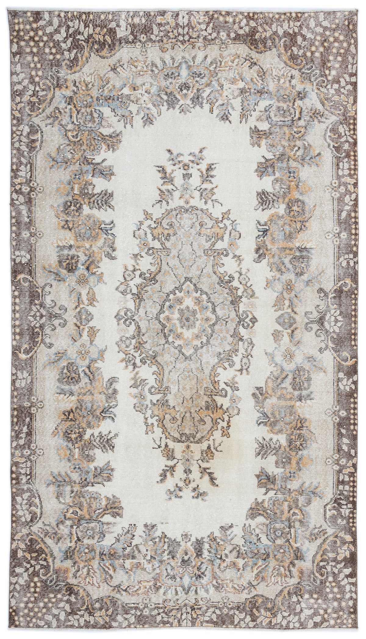 Beige Over Dyed Vintage Rug 5&#39;6&#39;&#39; x 9&#39;7&#39;&#39; ft 168 x 292 cm