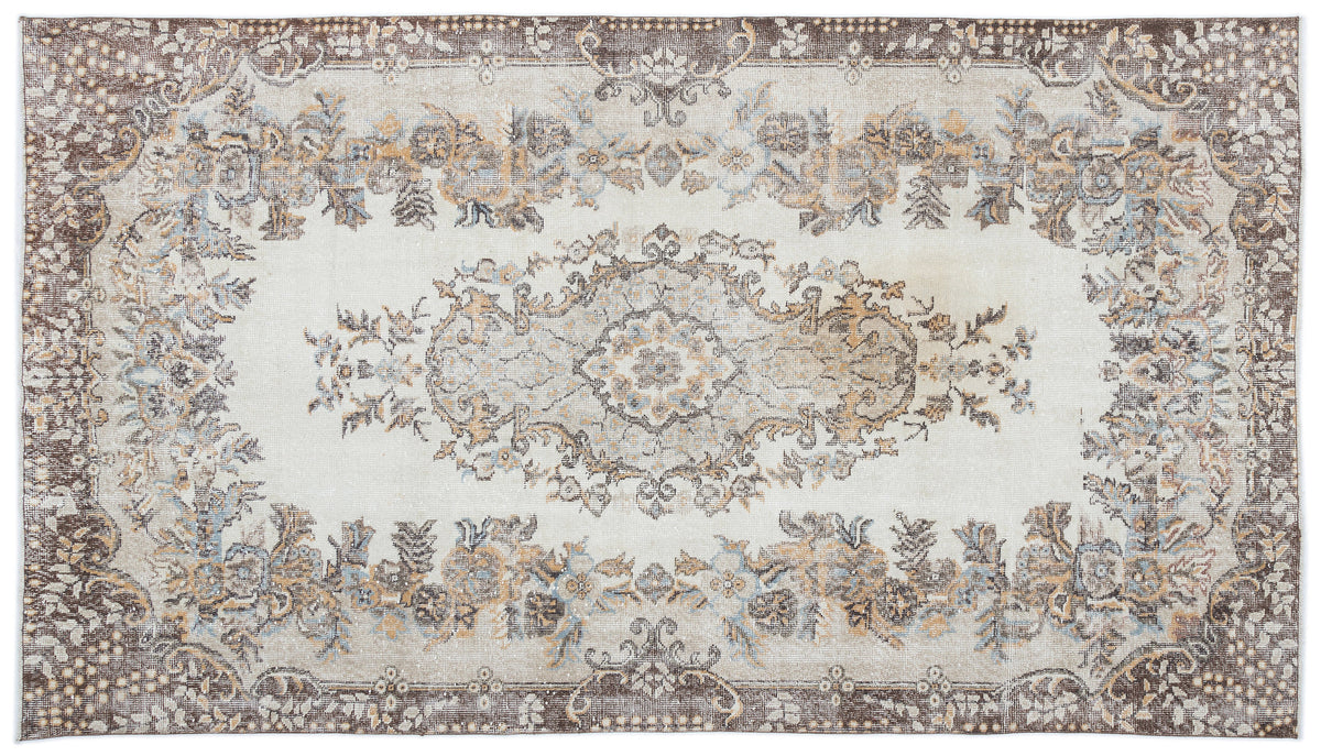 Beige Over Dyed Vintage Rug 5&#39;6&#39;&#39; x 9&#39;7&#39;&#39; ft 168 x 292 cm