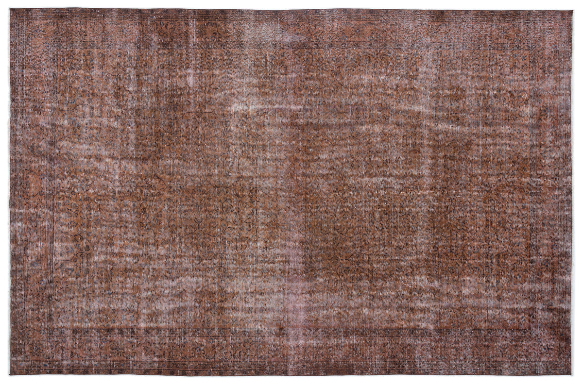 Brown Over Dyed Vintage Rug 6'8'' x 10'4'' ft 202 x 316 cm