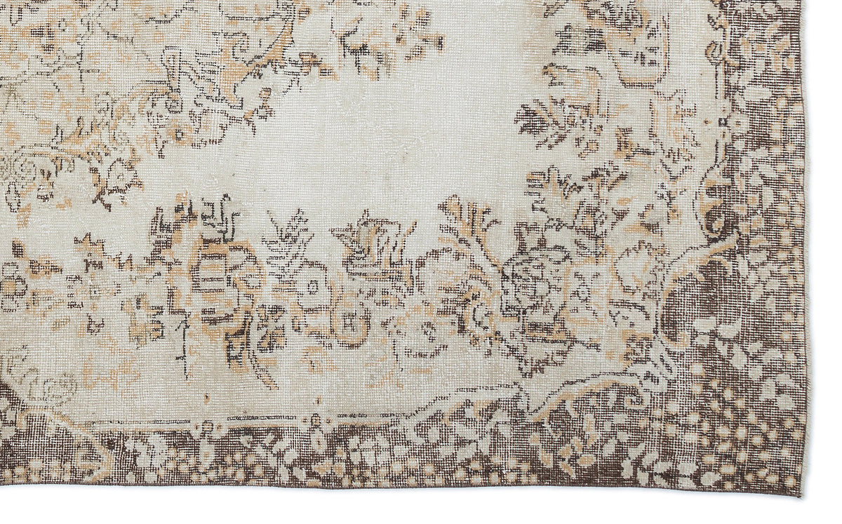 Beige Over Dyed Vintage Rug 5&#39;12&#39;&#39; x 9&#39;11&#39;&#39; ft 182 x 302 cm