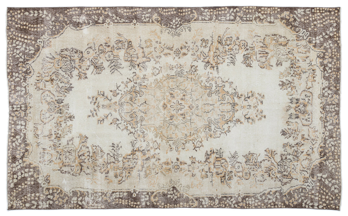 Beige Over Dyed Vintage Rug 5&#39;12&#39;&#39; x 9&#39;11&#39;&#39; ft 182 x 302 cm