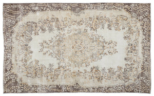 Beige Over Dyed Vintage Rug 5'12'' x 9'11'' ft 182 x 302 cm
