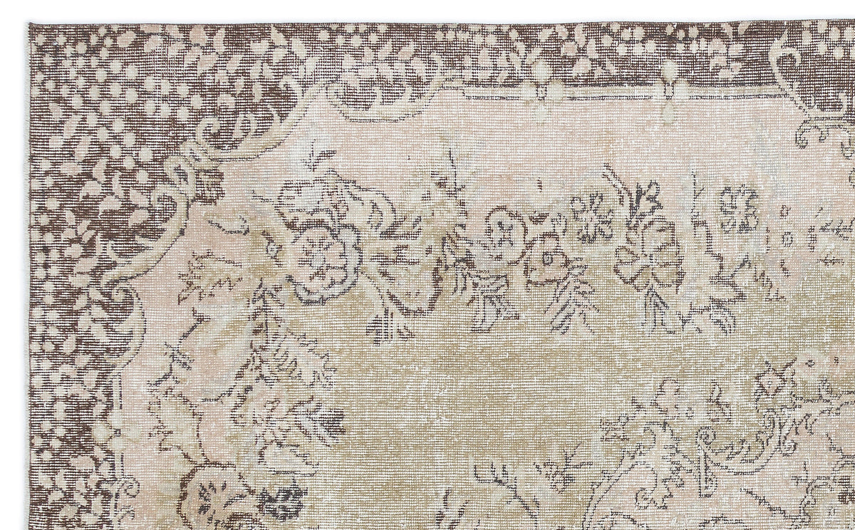 Beige Over Dyed Vintage Rug 5&#39;8&#39;&#39; x 9&#39;2&#39;&#39; ft 172 x 280 cm