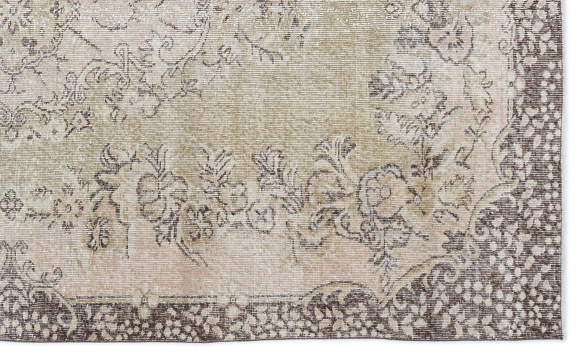 Beige Over Dyed Vintage Rug 5&#39;8&#39;&#39; x 9&#39;2&#39;&#39; ft 172 x 280 cm