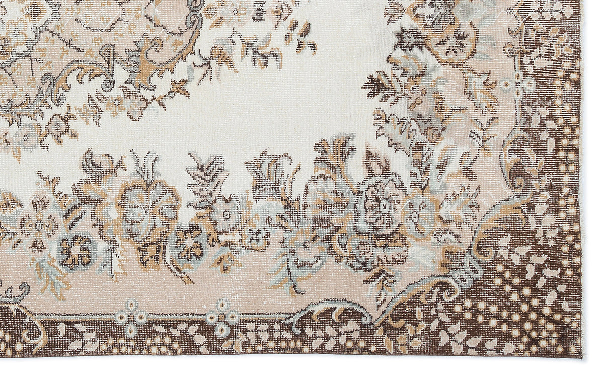 Beige Over Dyed Vintage Rug 5&#39;5&#39;&#39; x 8&#39;11&#39;&#39; ft 166 x 271 cm