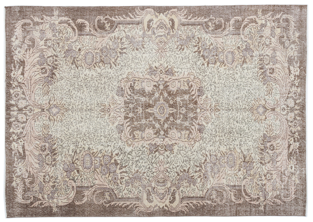 Beige Over Dyed Vintage Rug 6&#39;0&#39;&#39; x 8&#39;5&#39;&#39; ft 183 x 256 cm