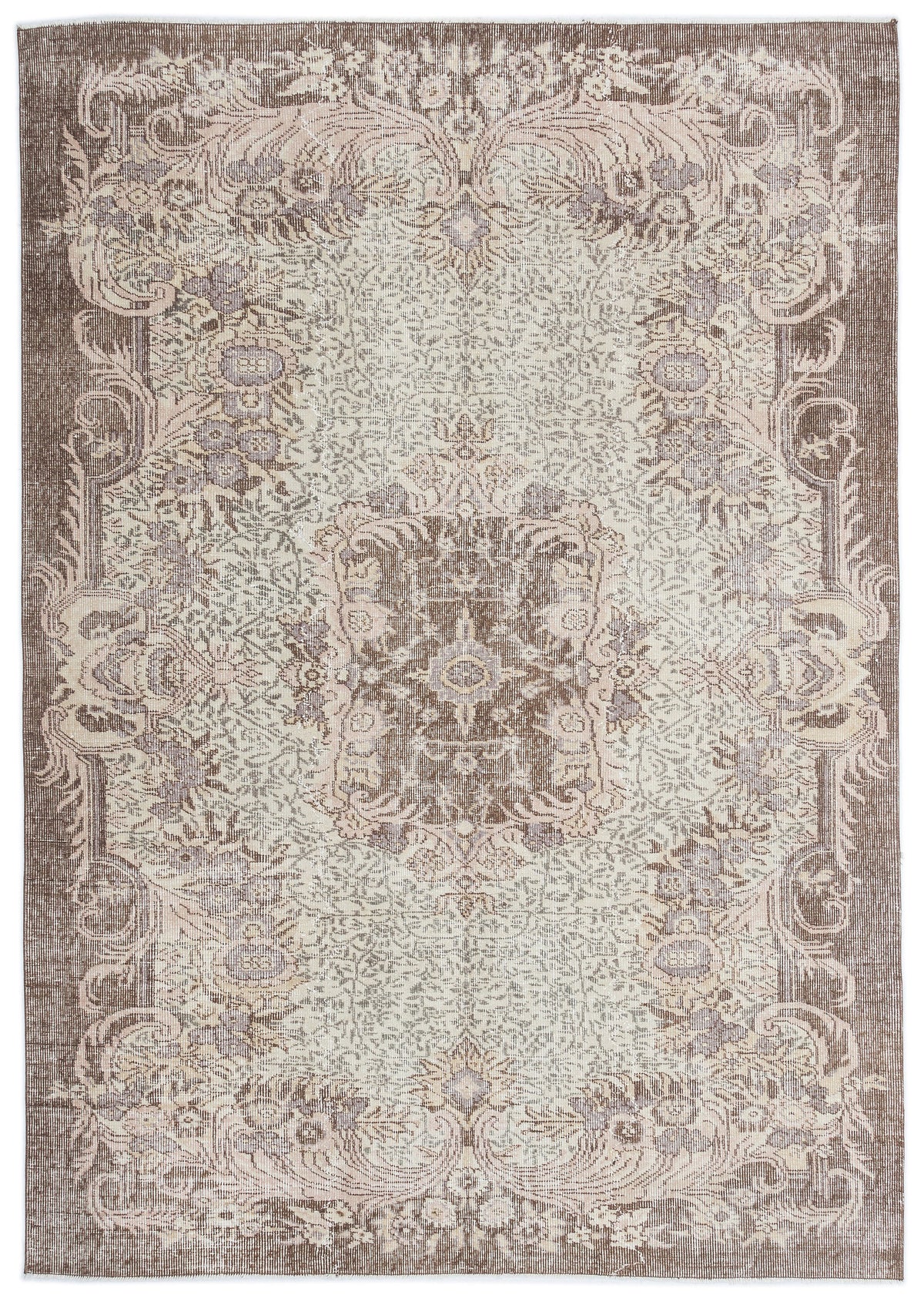 Beige Over Dyed Vintage Rug 6&#39;0&#39;&#39; x 8&#39;5&#39;&#39; ft 183 x 256 cm