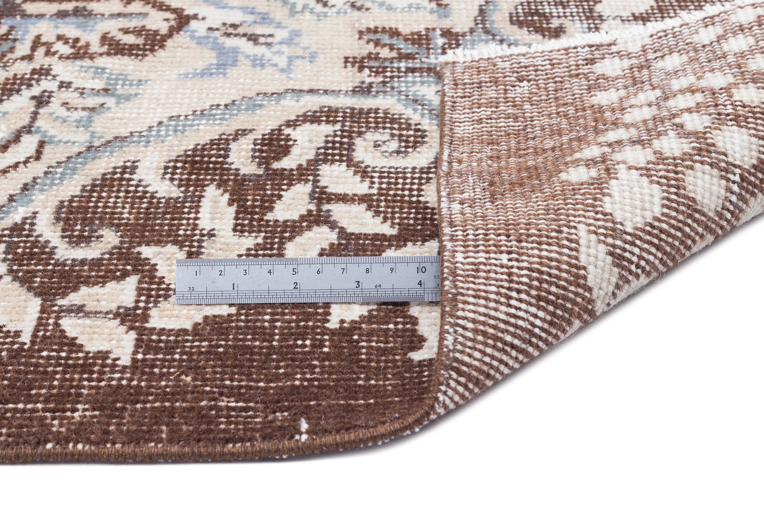 Beige Over Dyed Vintage Rug 5'9'' x 9'6'' ft 175 x 290 cm