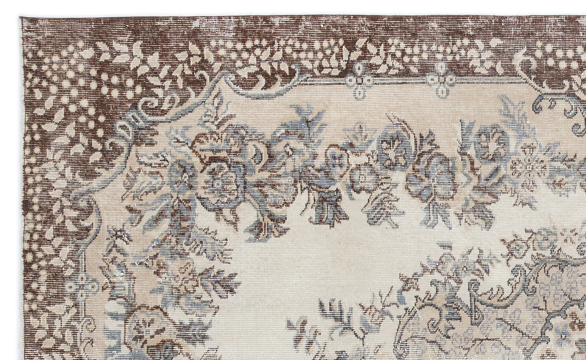Beige Over Dyed Vintage Rug 5&#39;9&#39;&#39; x 9&#39;6&#39;&#39; ft 175 x 290 cm
