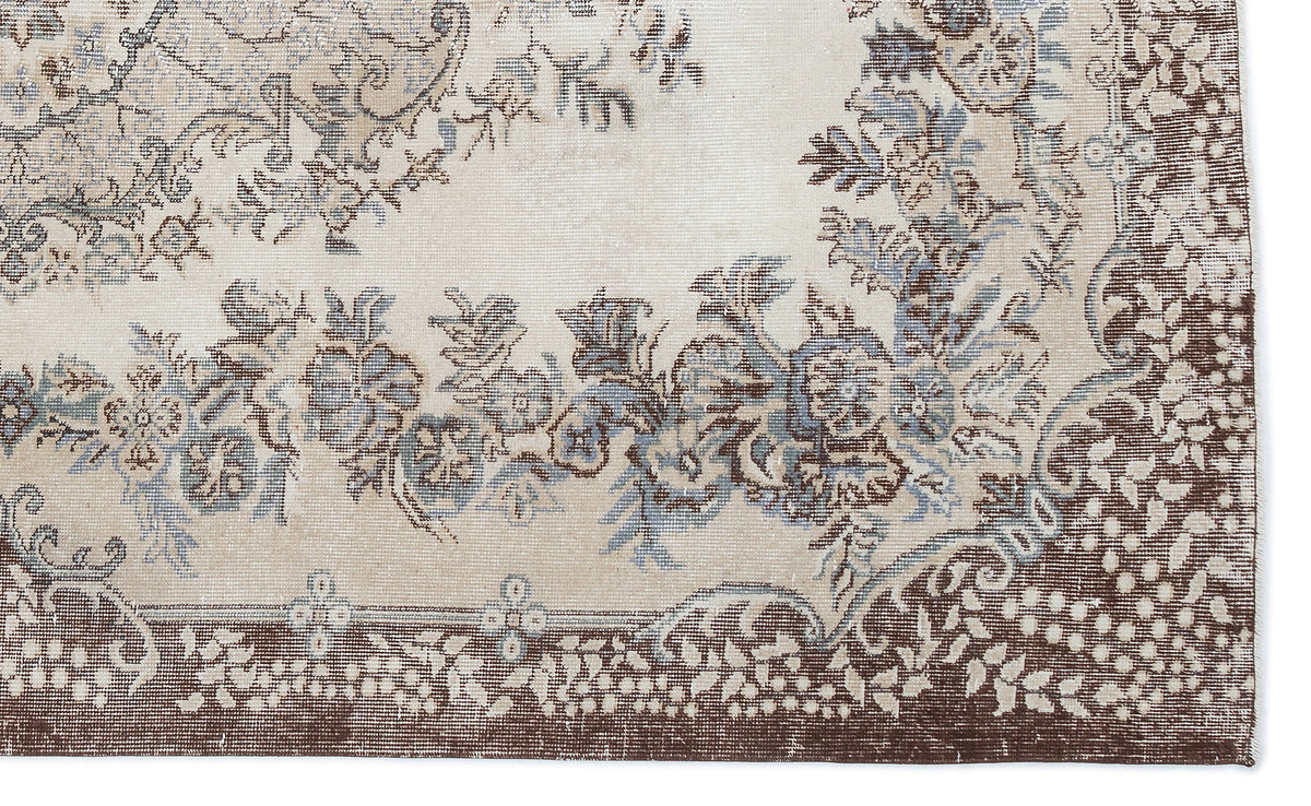 Beige Over Dyed Vintage Rug 5&#39;9&#39;&#39; x 9&#39;6&#39;&#39; ft 175 x 290 cm