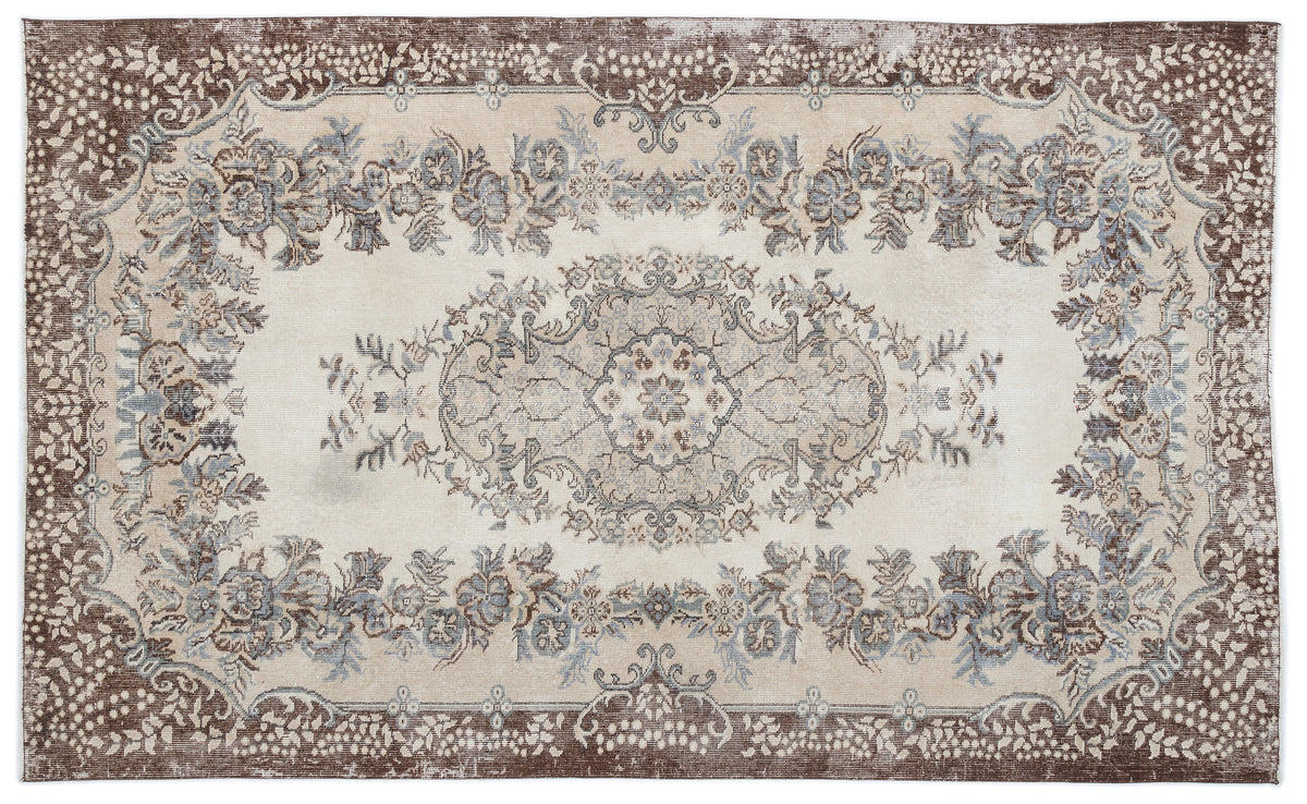 Beige Over Dyed Vintage Rug 5&#39;9&#39;&#39; x 9&#39;6&#39;&#39; ft 175 x 290 cm