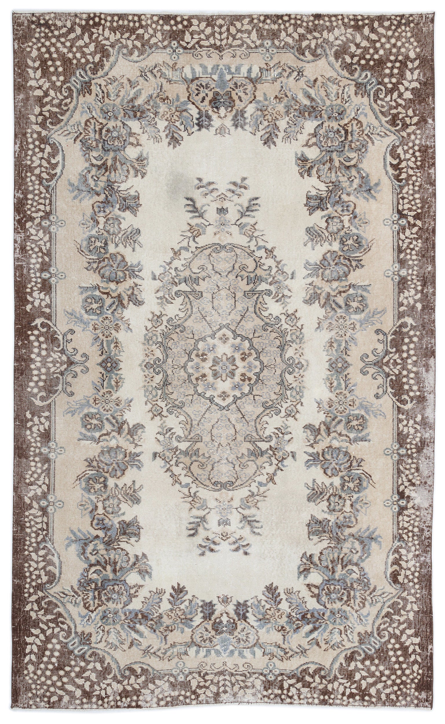 Beige Over Dyed Vintage Rug 5'9'' x 9'6'' ft 175 x 290 cm