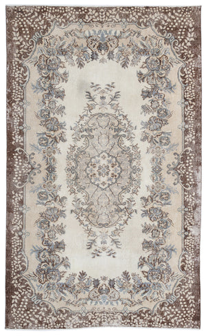 Beige Over Dyed Vintage Rug 5'9'' x 9'6'' ft 175 x 290 cm