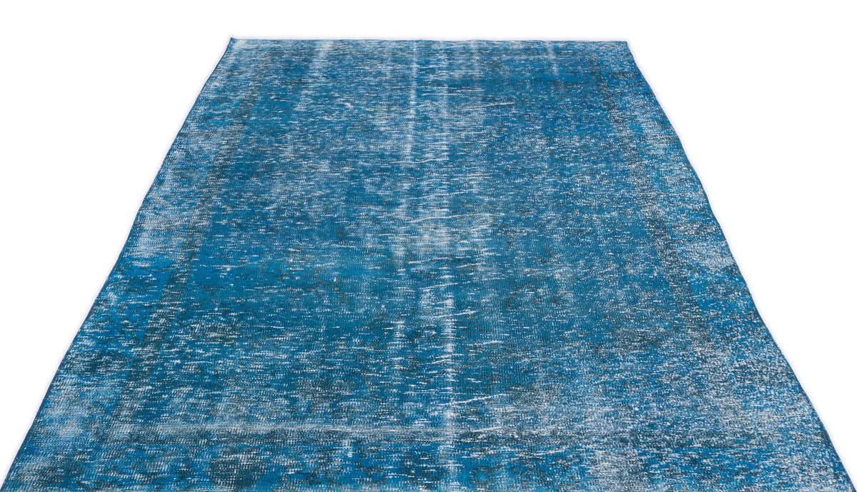 Turquoise  Over Dyed Vintage Rug 5'5'' x 9'9'' ft 165 x 298 cm